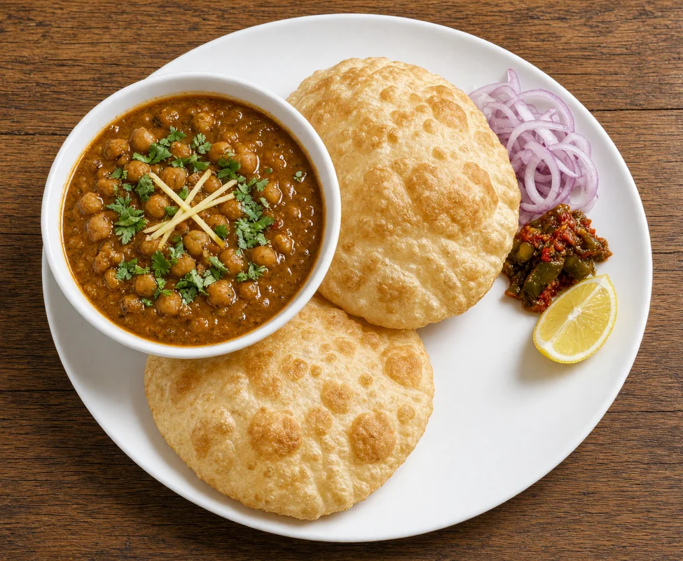 Chana Bhatura Platter, chickpea curry with bhatura at de Delhi Indian & Hakka Kitchen in Mississauga